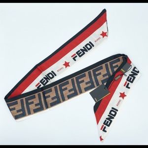 Fendi Authentic Bandeau Skinny Wrappy Silk Scarf